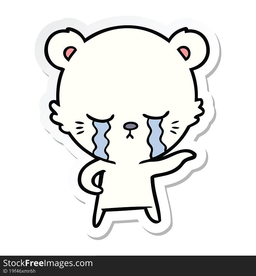 Sticker Of A Crying Cartoon Polarbear