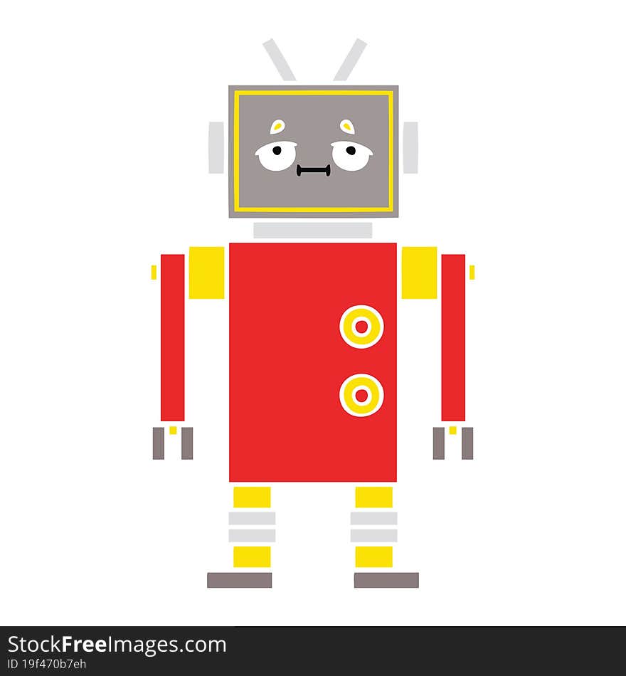 flat color retro cartoon robot