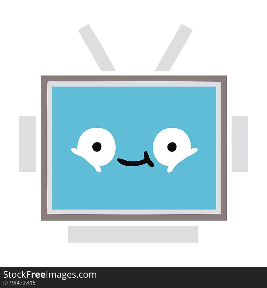 flat color retro cartoon robot head