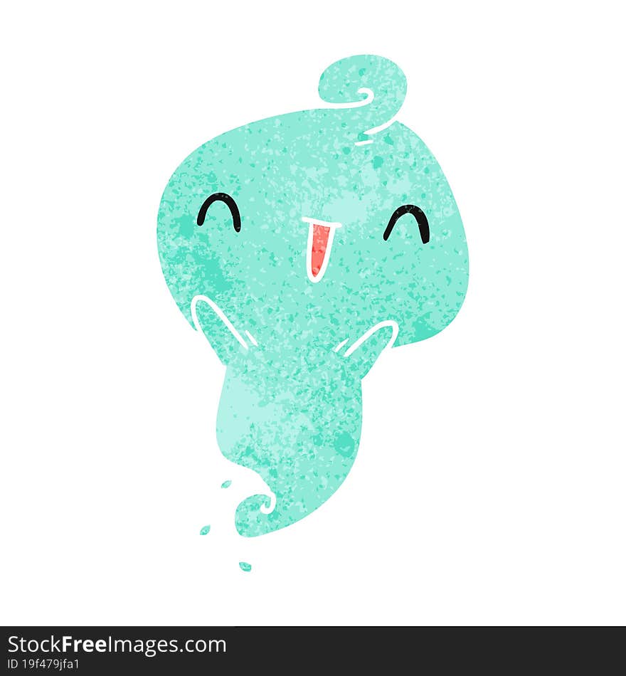 retro cartoon illustration kawaii cute dead ghost. retro cartoon illustration kawaii cute dead ghost