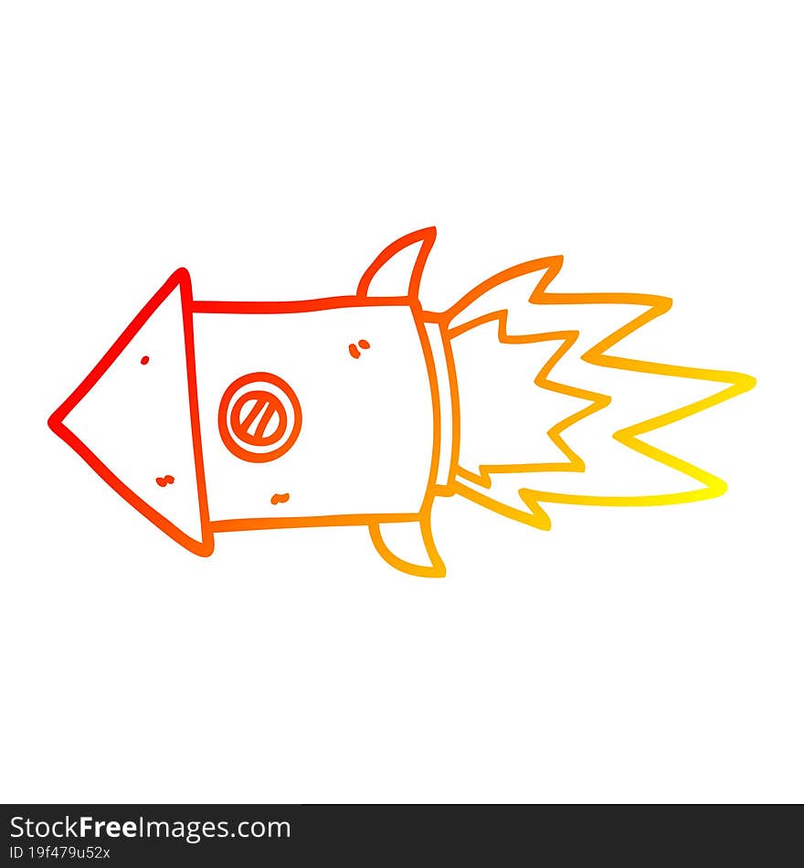 warm gradient line drawing cartoon space rocket