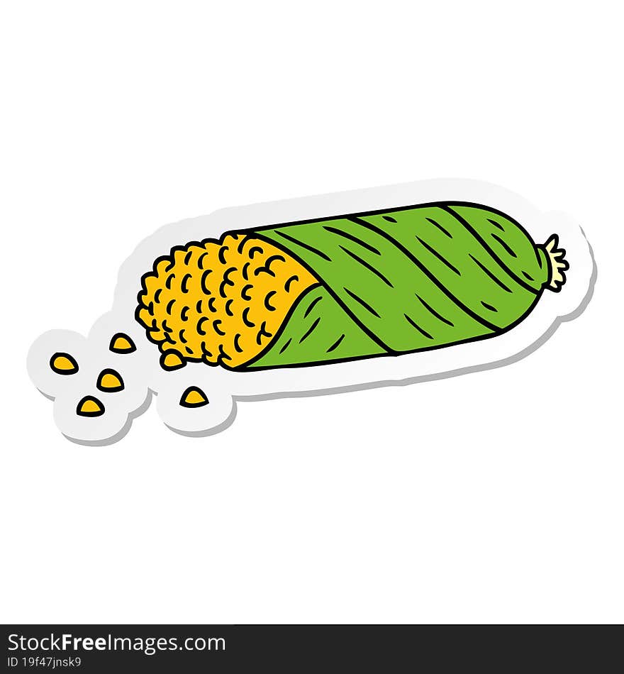 sticker cartoon doodle of fresh corn on the cob