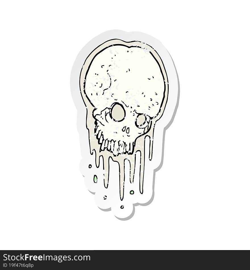 retro distressed sticker of a cartoon scary skull