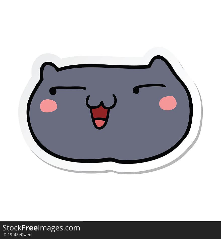 Sticker Of A Cartoon Cat Face