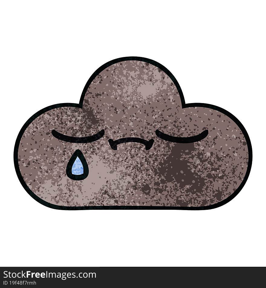 Retro Grunge Texture Cartoon Storm Cloud