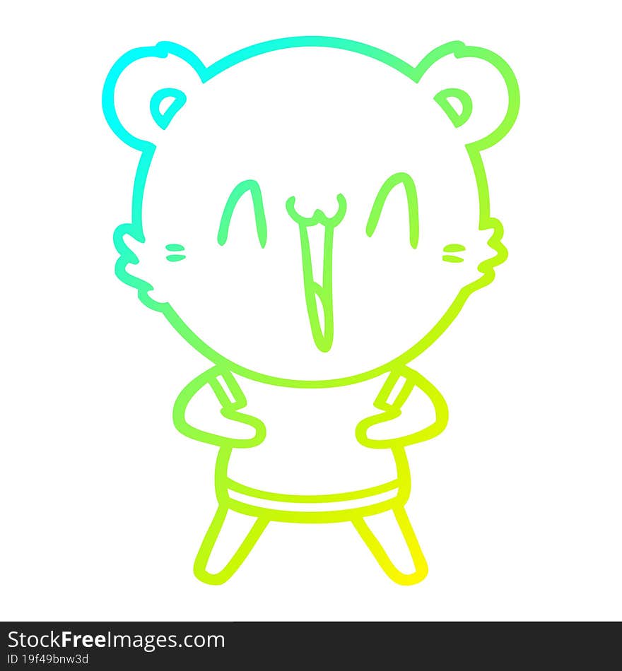 Cold Gradient Line Drawing Happy Polar Bear Cartoon