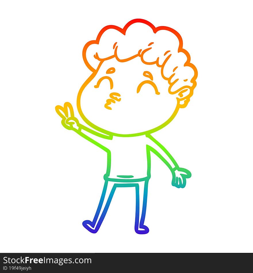 rainbow gradient line drawing cartoon man pouting