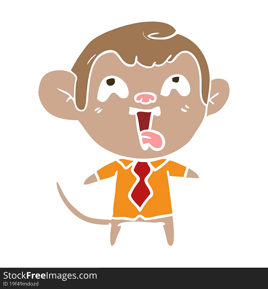 crazy flat color style cartoon monkey in shirt and tie