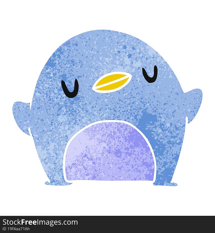 retro cartoon kawaii of a cute penguin