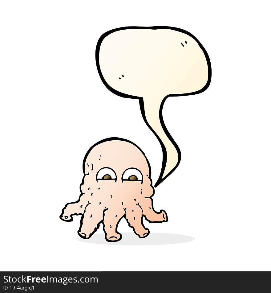 cartoon alien squid face with speech bubble