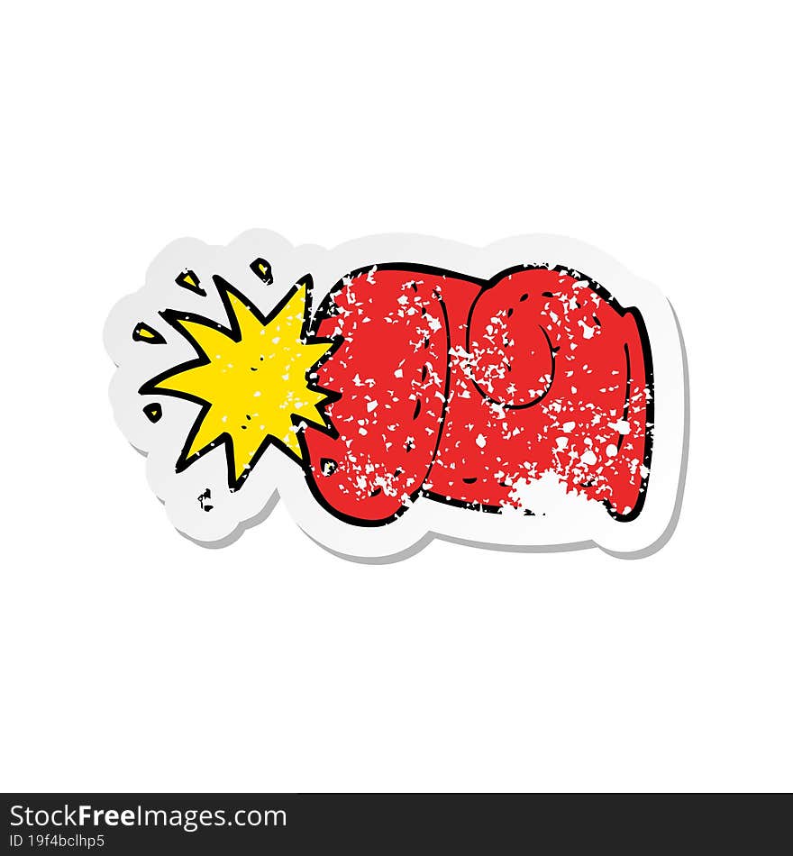 retro distressed sticker of a cartoon punch