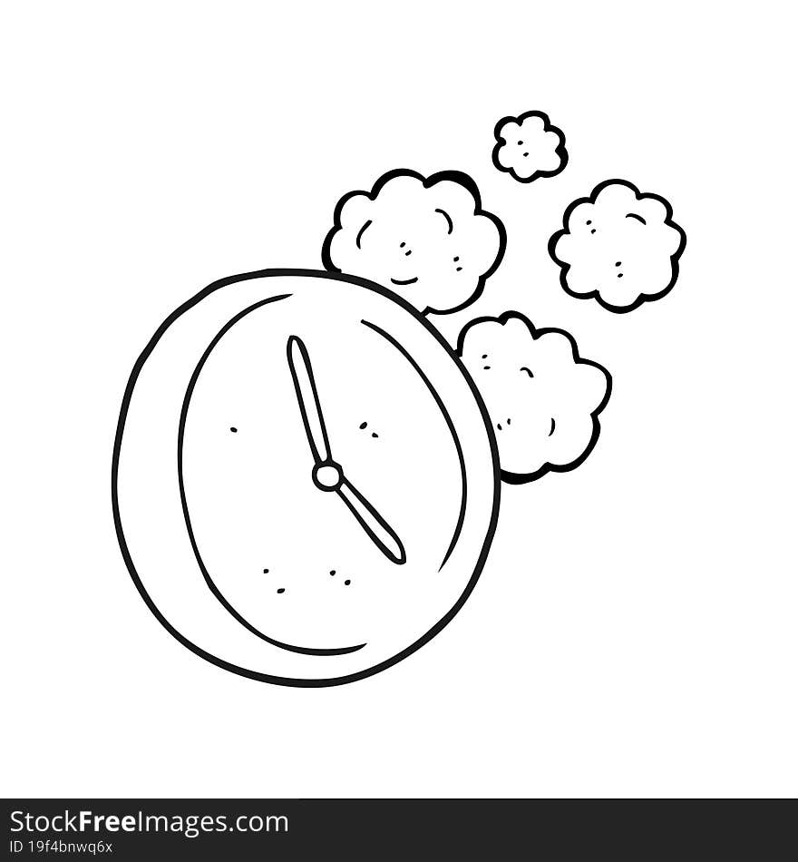 black and white cartoon ticking clock