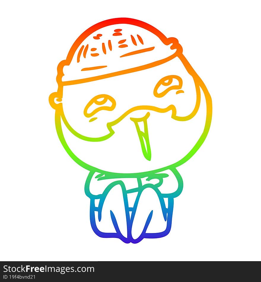 rainbow gradient line drawing cartoon happy bearded man