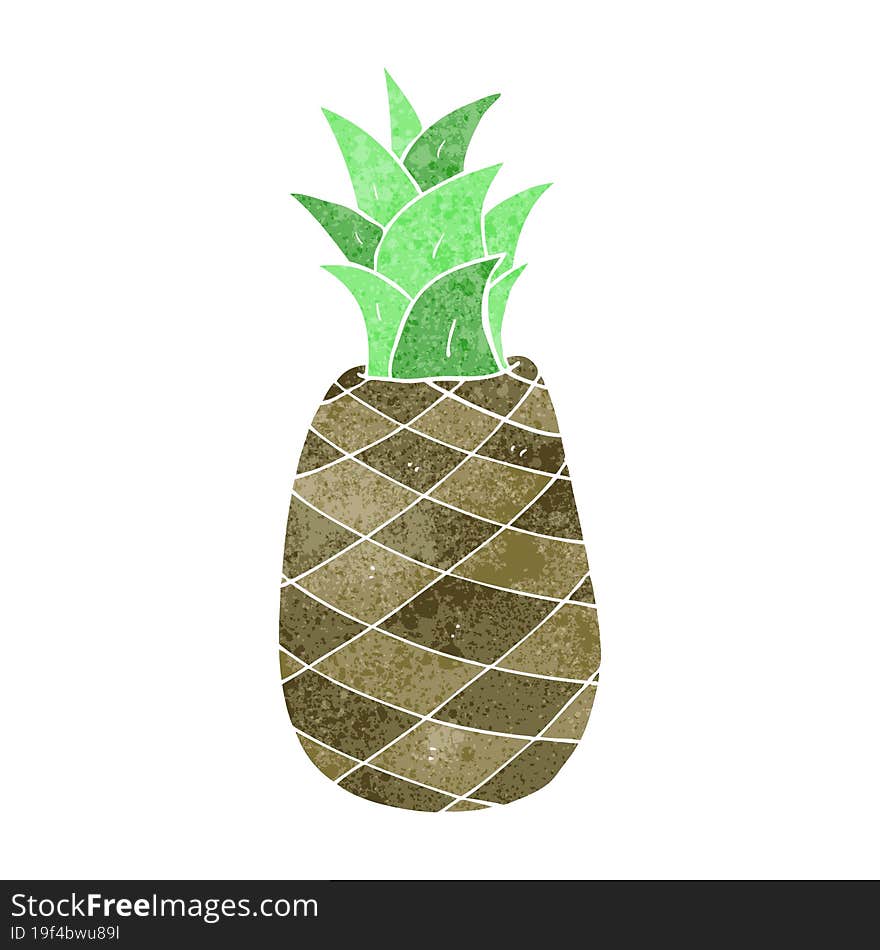 freehand retro cartoon pineapple