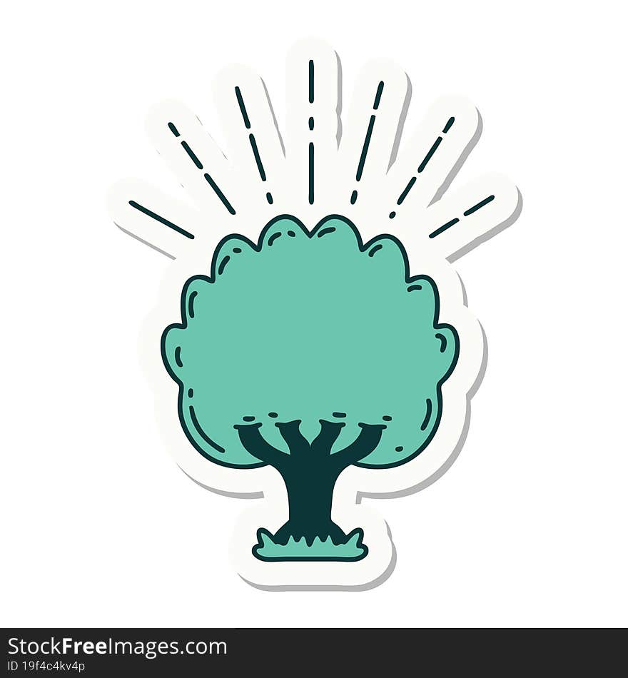 sticker of a tattoo style tree