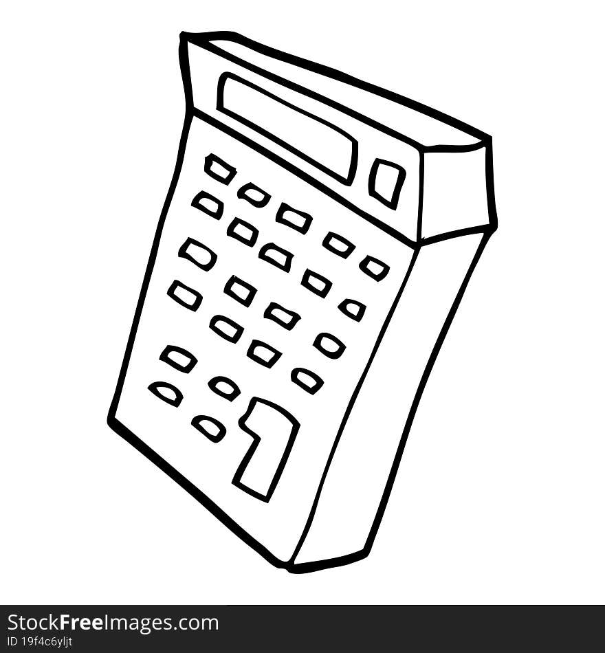 black and white cartoon calculator