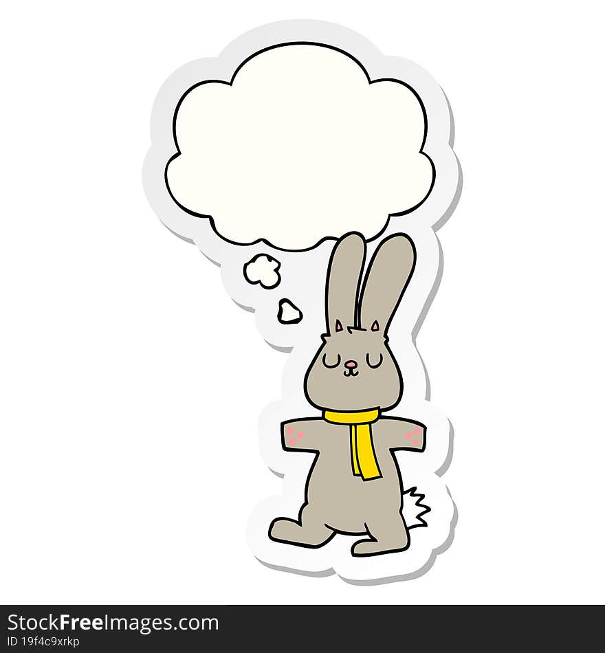 cartoon rabbit with thought bubble as a printed sticker