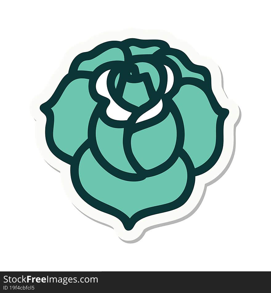 sticker of tattoo in traditional style of a flower. sticker of tattoo in traditional style of a flower