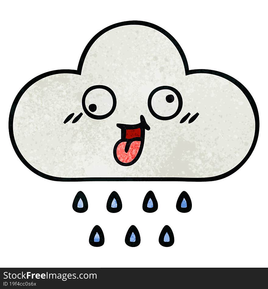 Retro Grunge Texture Cartoon Rain Cloud