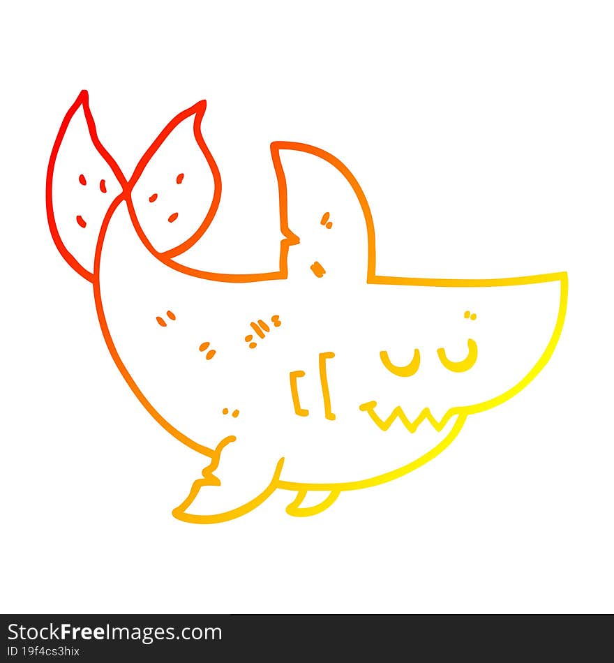 warm gradient line drawing cartoon shark