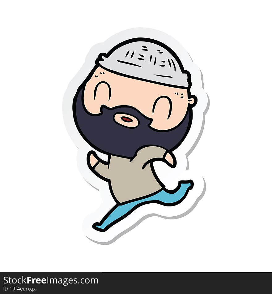 sticker of a cartoon bearded man