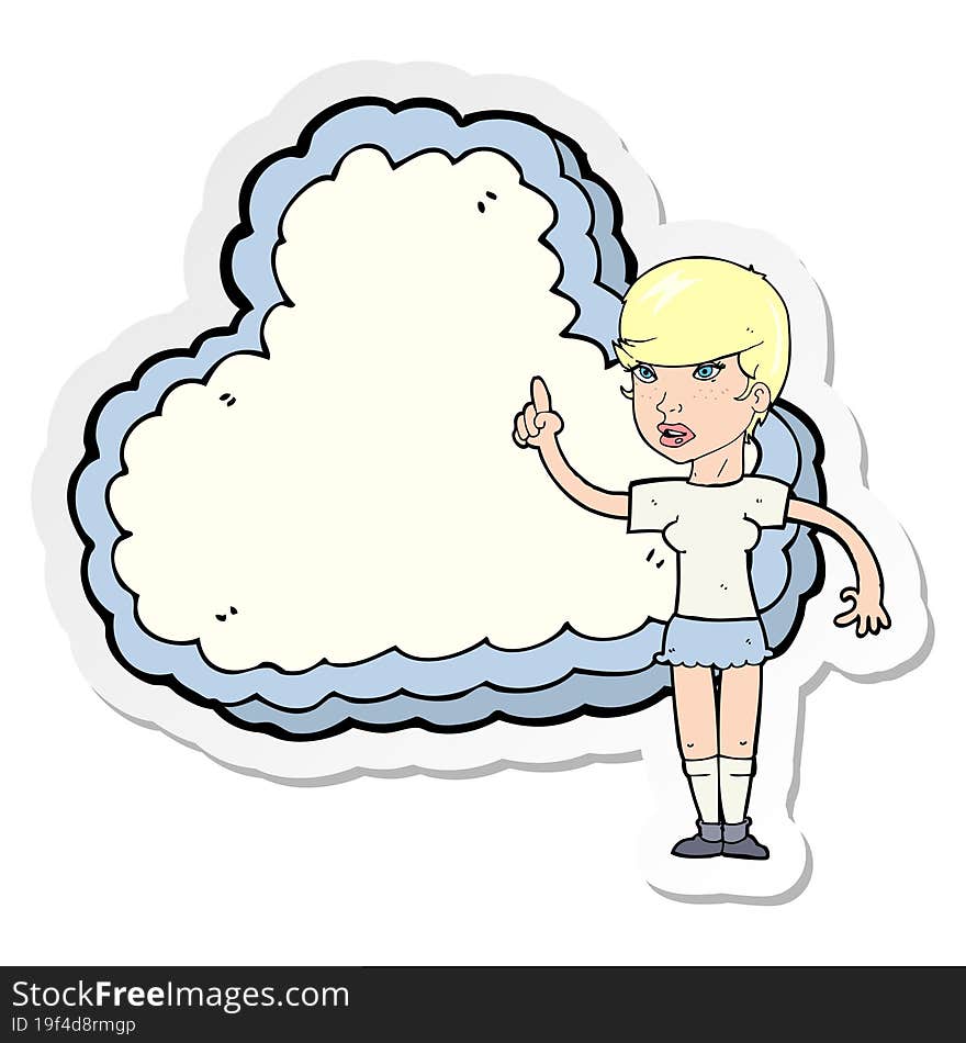 Sticker Of A Woman With Text Space Cloud