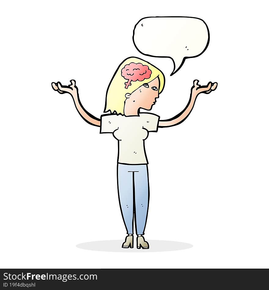 cartoon intelligent woman with speech bubble