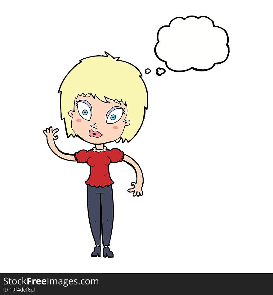 cartoon pretty girl with thought bubble