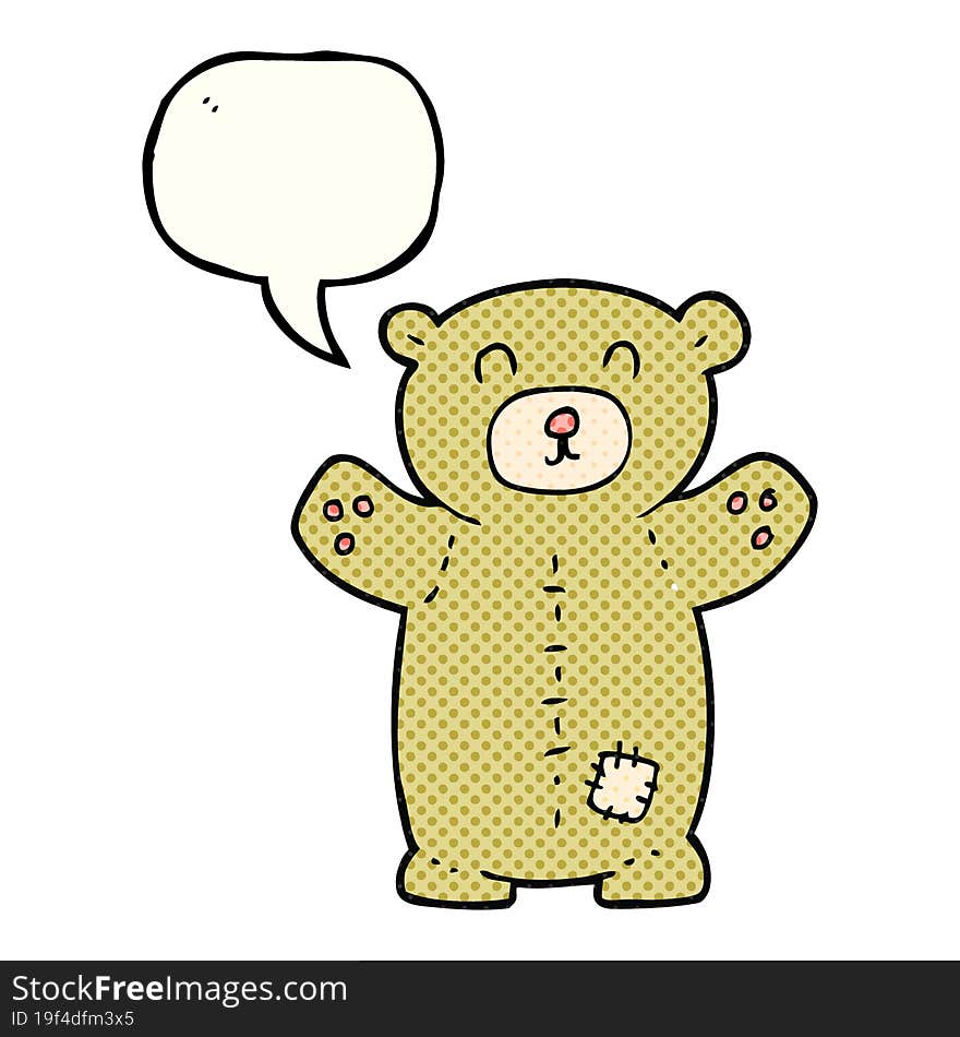 freehand drawn comic book speech bubble cartoon teddy bear