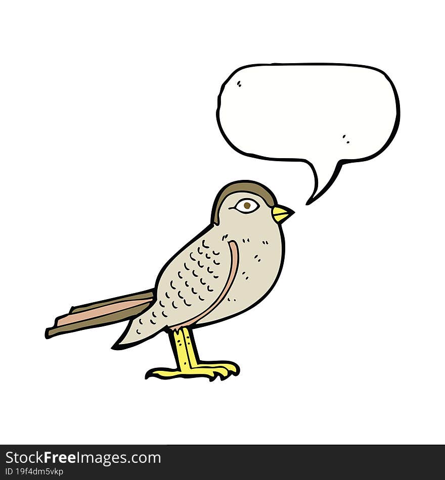 cartoon garden bird with speech bubble