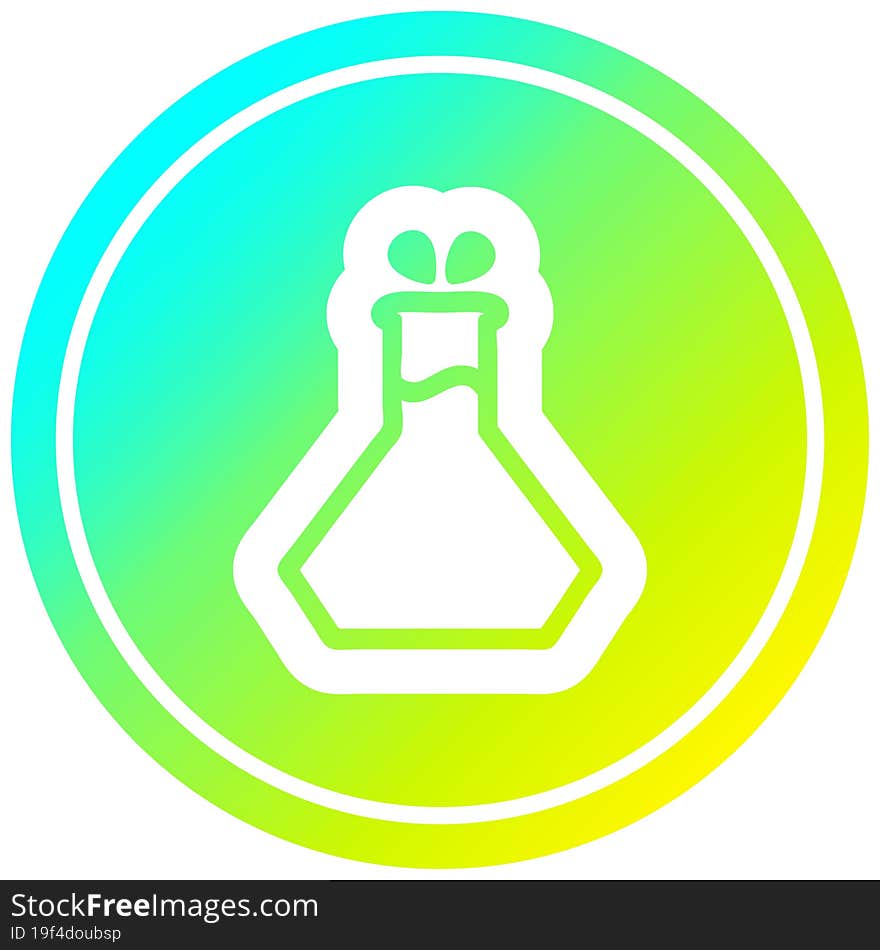 science experiment circular in cold gradient spectrum