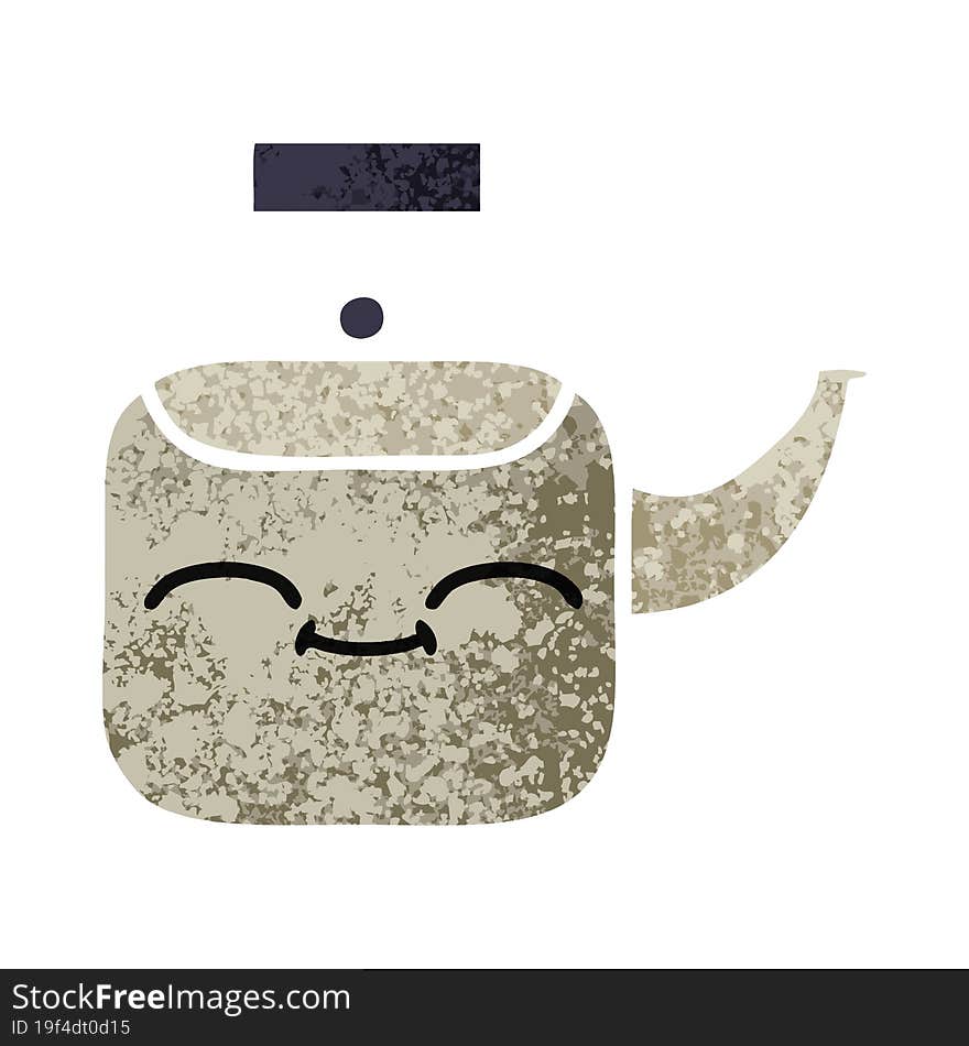 retro illustration style cartoon of a kettle