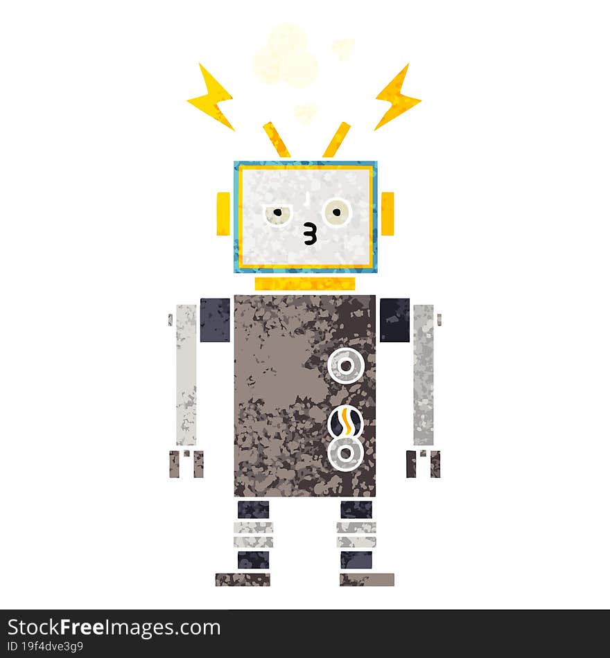 Retro Illustration Style Cartoon Robot