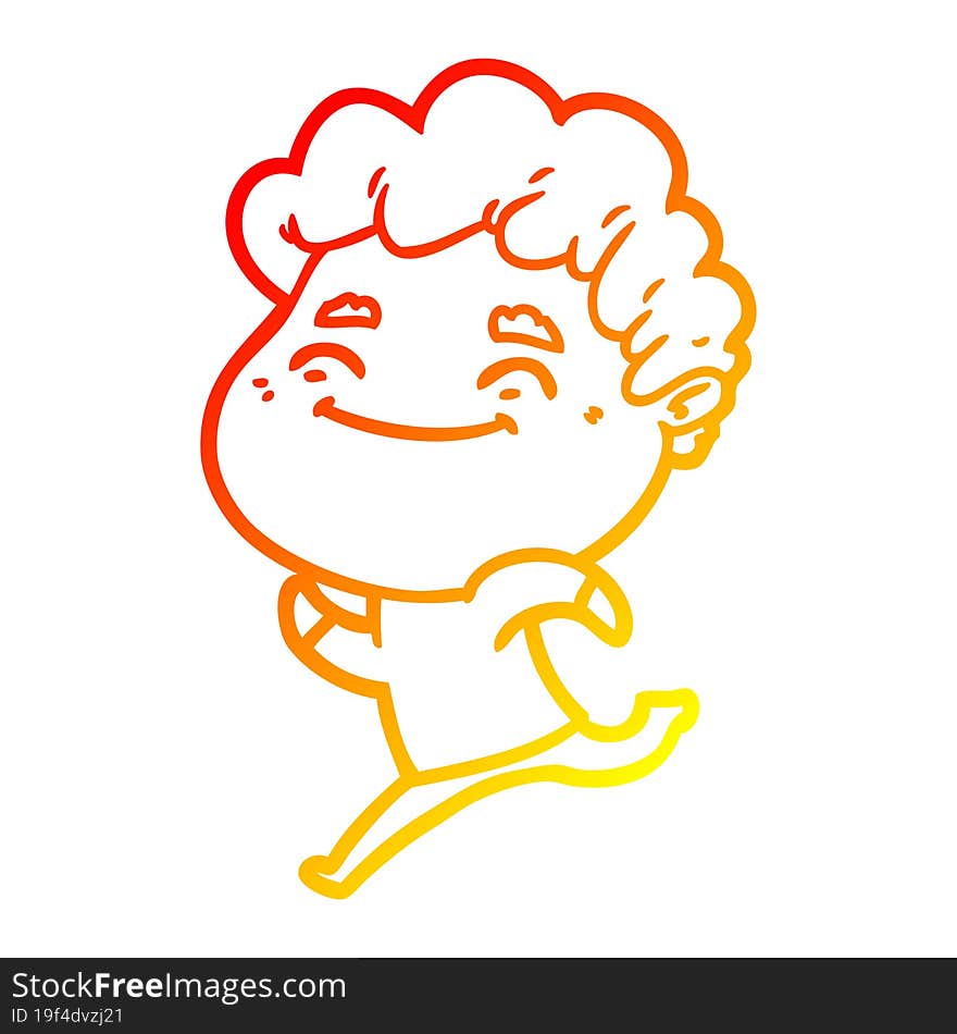 Warm Gradient Line Drawing Cartoon Friendly Man