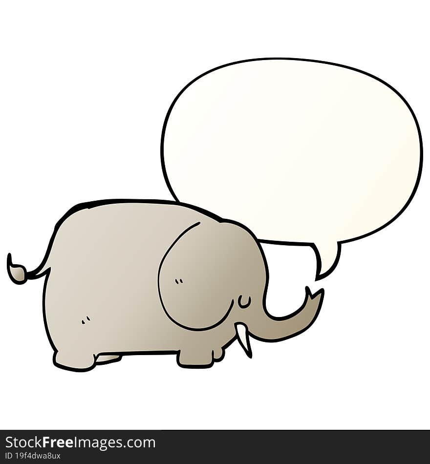 cartoon elephant and speech bubble in smooth gradient style