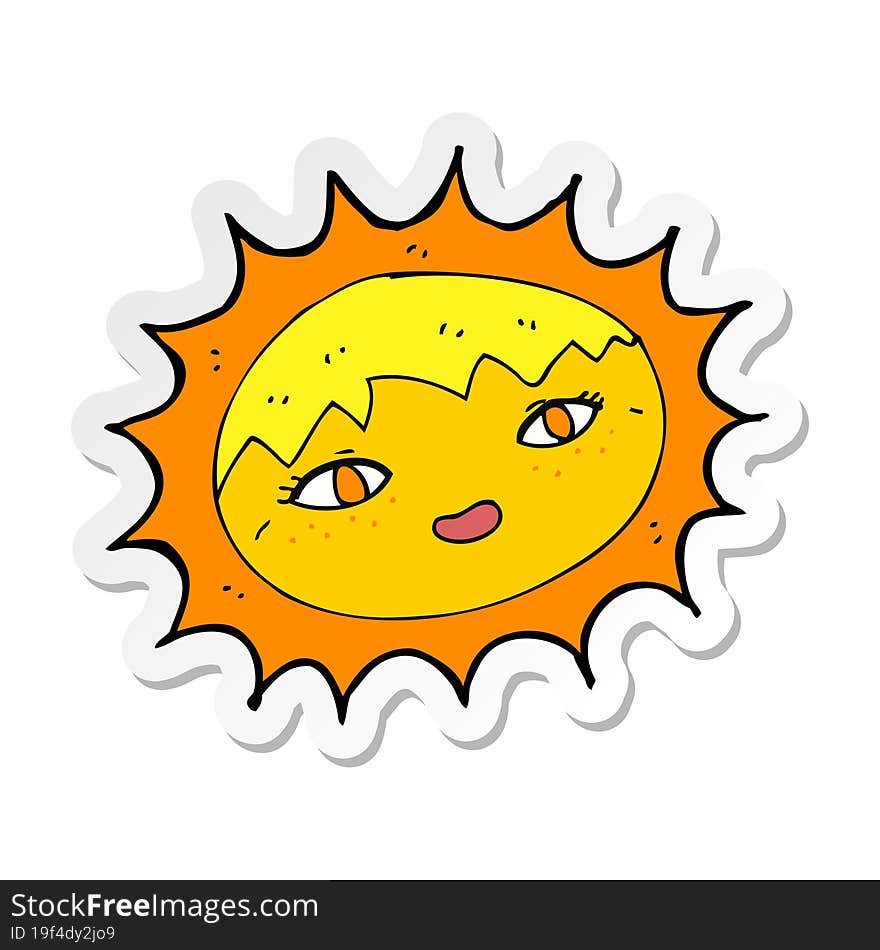 sticker of a cartoon pretty sun