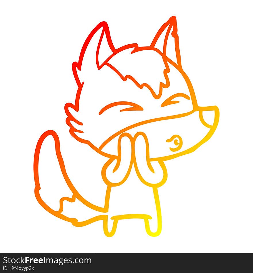 warm gradient line drawing cartoon wolf whistling