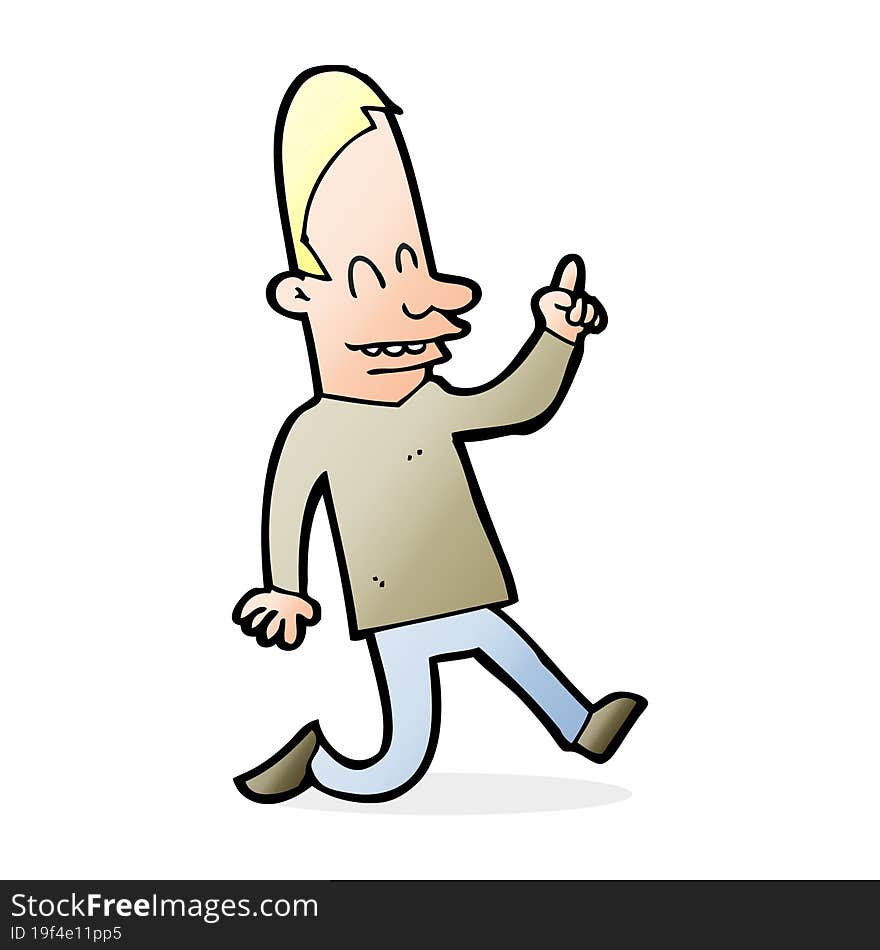 cartoon happy man pointing