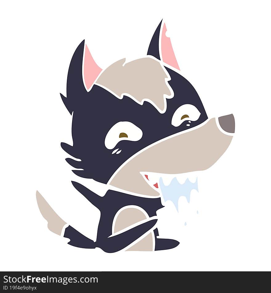 Flat Color Style Cartoon Hungry Wolf