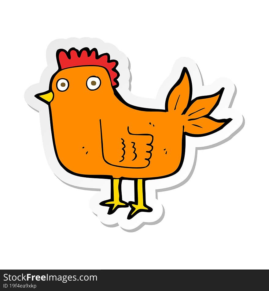 sticker of a cartoon hen