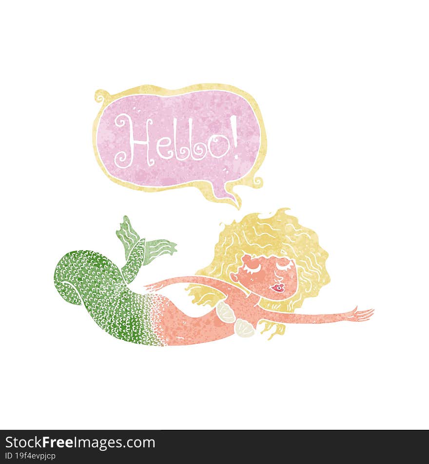 cartoon mermaid saying hello