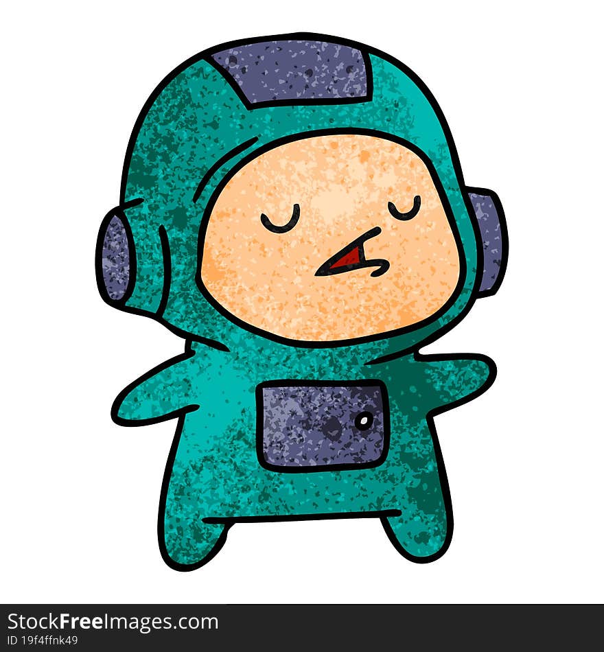 textured cartoon illustration of a kawaii cute astronaut boy. textured cartoon illustration of a kawaii cute astronaut boy