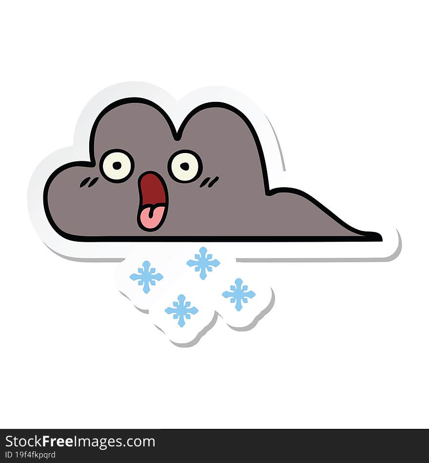 sticker of a cute cartoon storm snow cloud