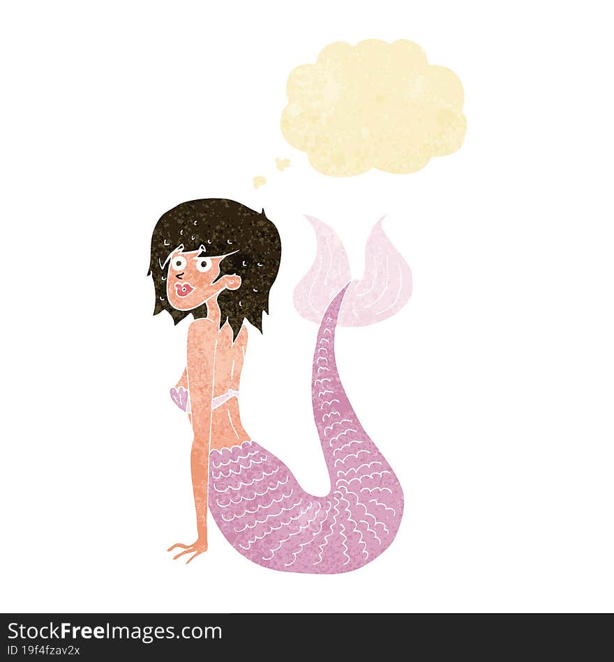 Cartoon Mermaid With Thought Bubble