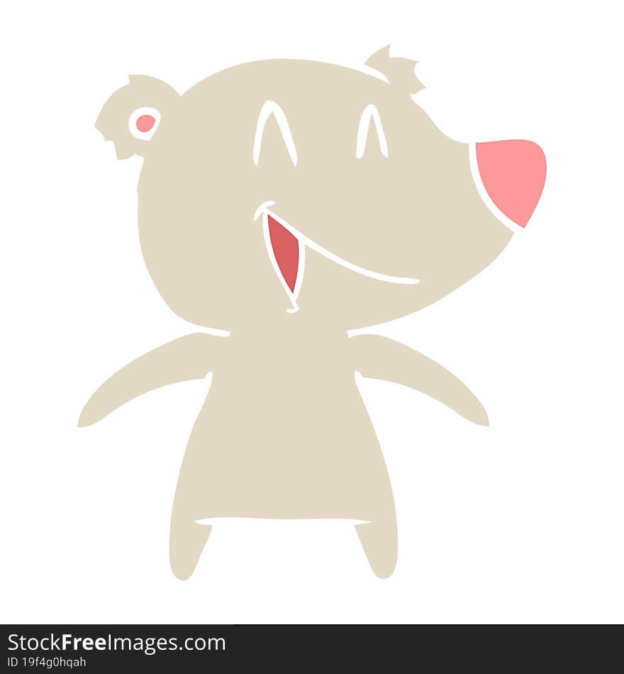 Laughing Bear Flat Color Style Cartoon