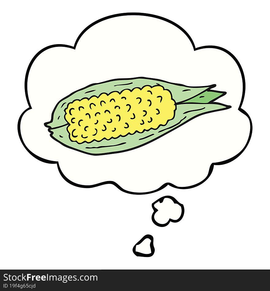 Cartoon Corn And Thought Bubble