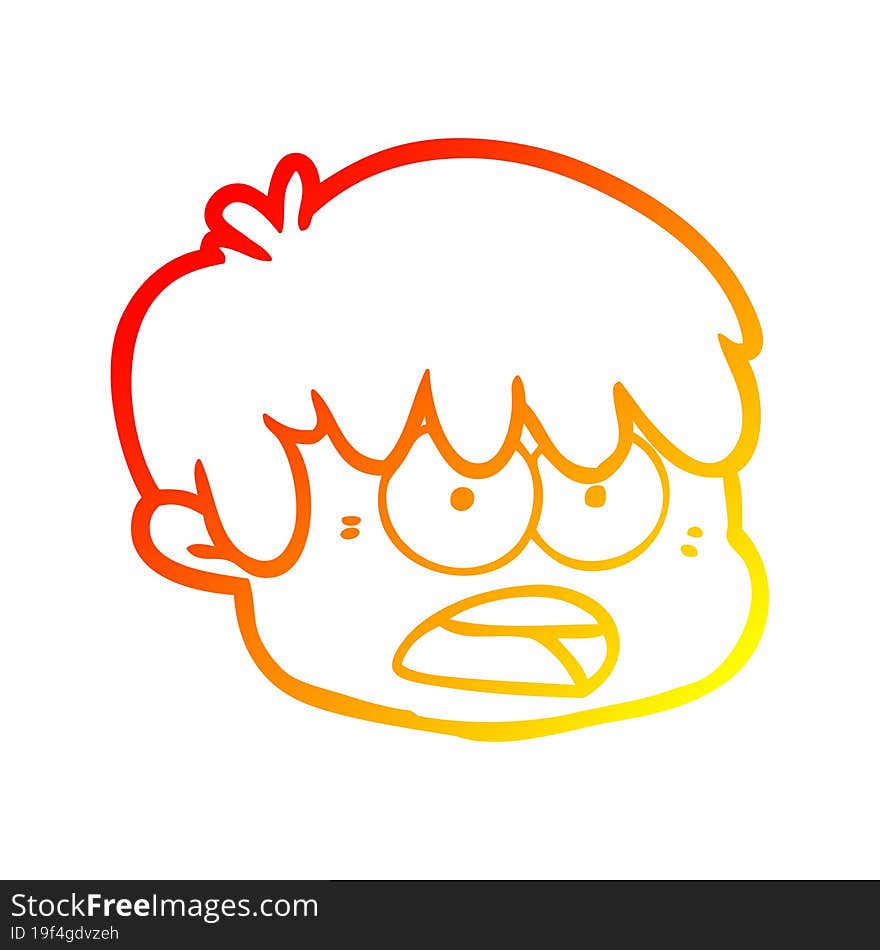 Warm Gradient Line Drawing Cartoon Male Face