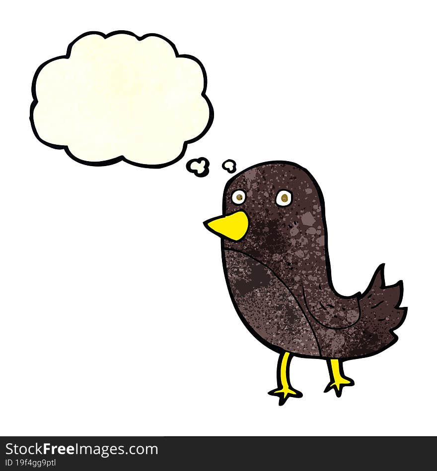 cartoon bird with thought bubble