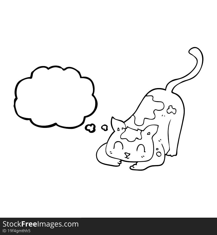 Thought Bubble Cartoon Cat Playing