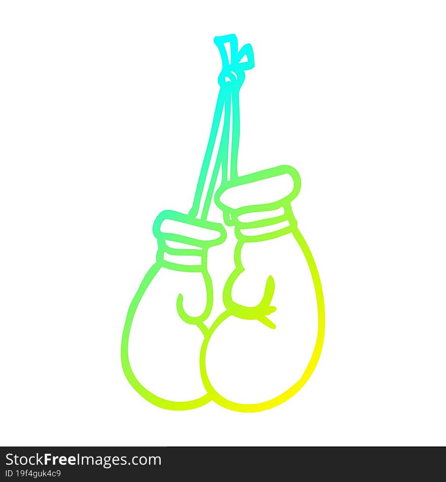 cold gradient line drawing of a cartoon boxing gloves